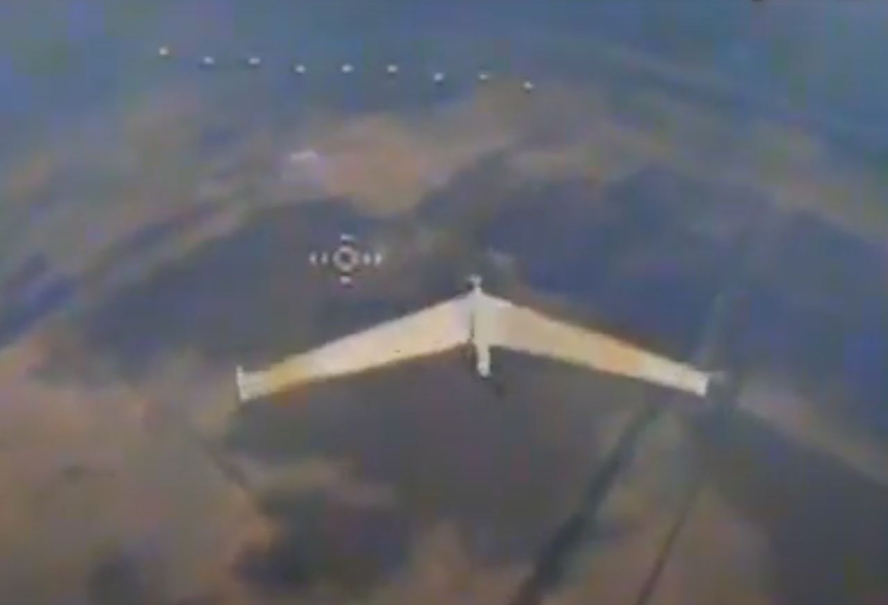 A Zala-421 drone of the Russians before being hit by the Ukrainians