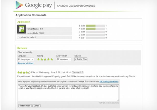 Producenci aplikacji mogą odpowiadać na komentarze w Google Play! 1
