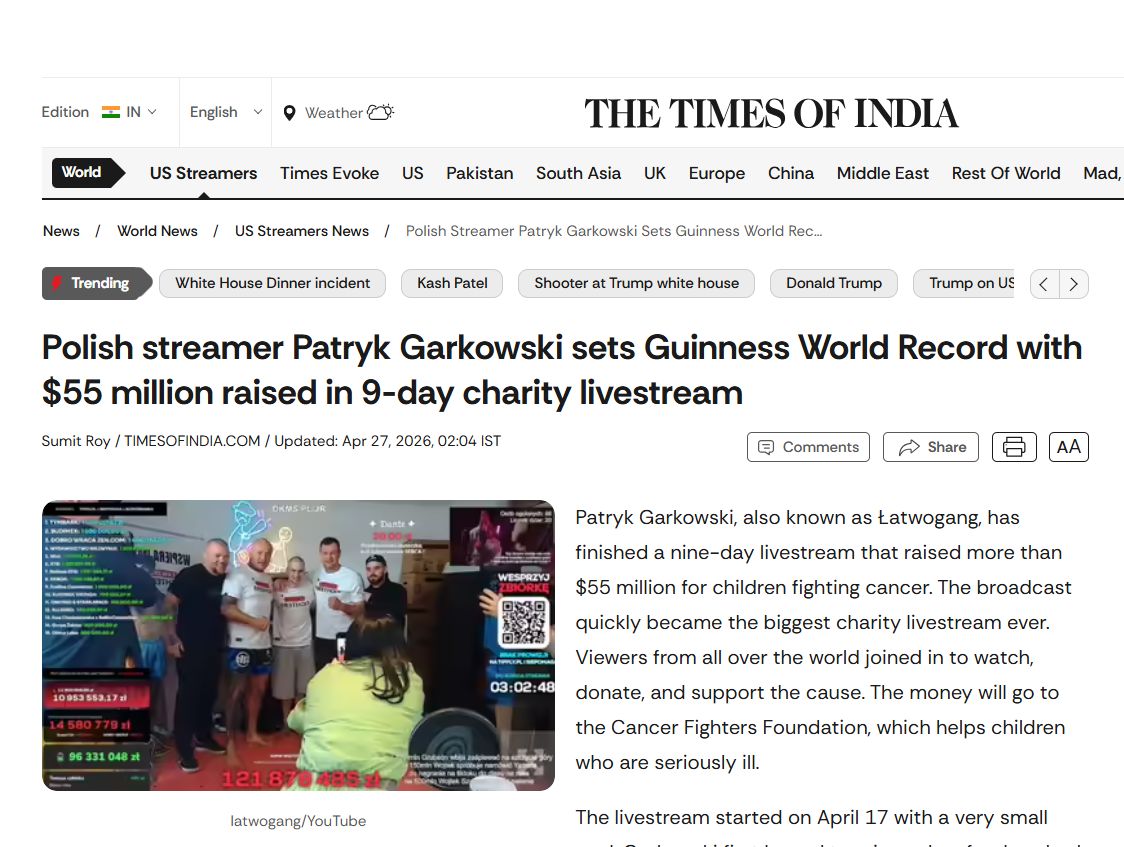 The Times of India o Łatwogangu