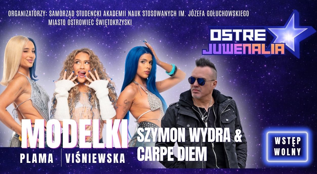 Ostre Juwenalia 2026 w Ostrowcu Świętokrzyskim. Modelki i Szymon Wydra & Carpe Diem wystąpią za darmo