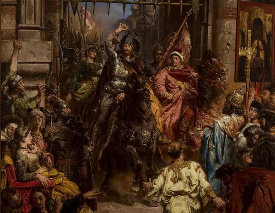 Bolesław I Chrobry pod Złotą Bramą w Kijowie, obraz Jana Matejki