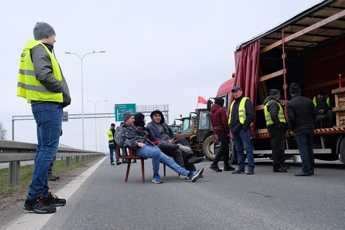 Protest rolników w Elizówce przy węźle Lublin Rudnik