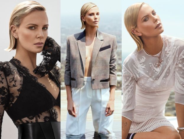 Odmłodzona Charlize Theron kusi głębokim dekoltem na okładce "Elle"