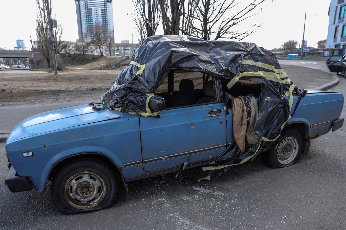 Samochód rodziców Wowy, ostrzelany przez Rosjan 