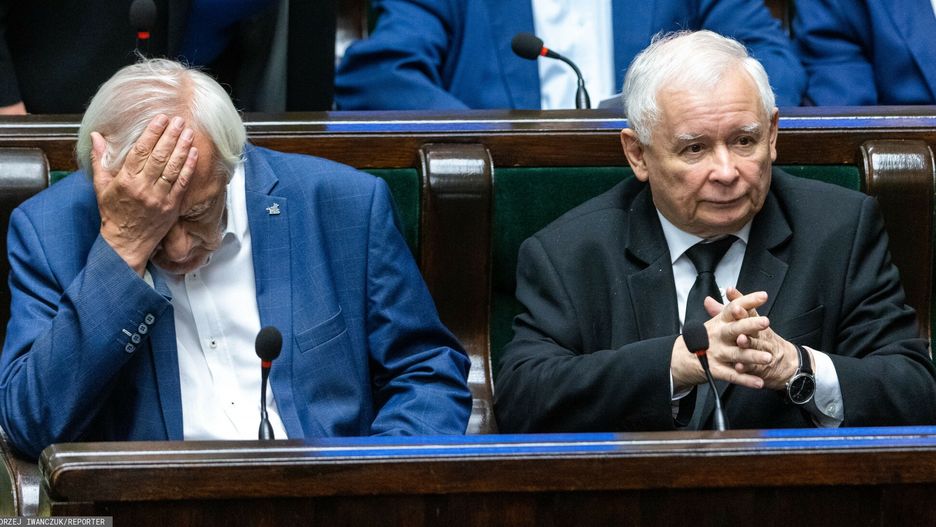 Ryszard Terlecki i Jarosław Kaczyński podczas posiedzenia Sejmu
