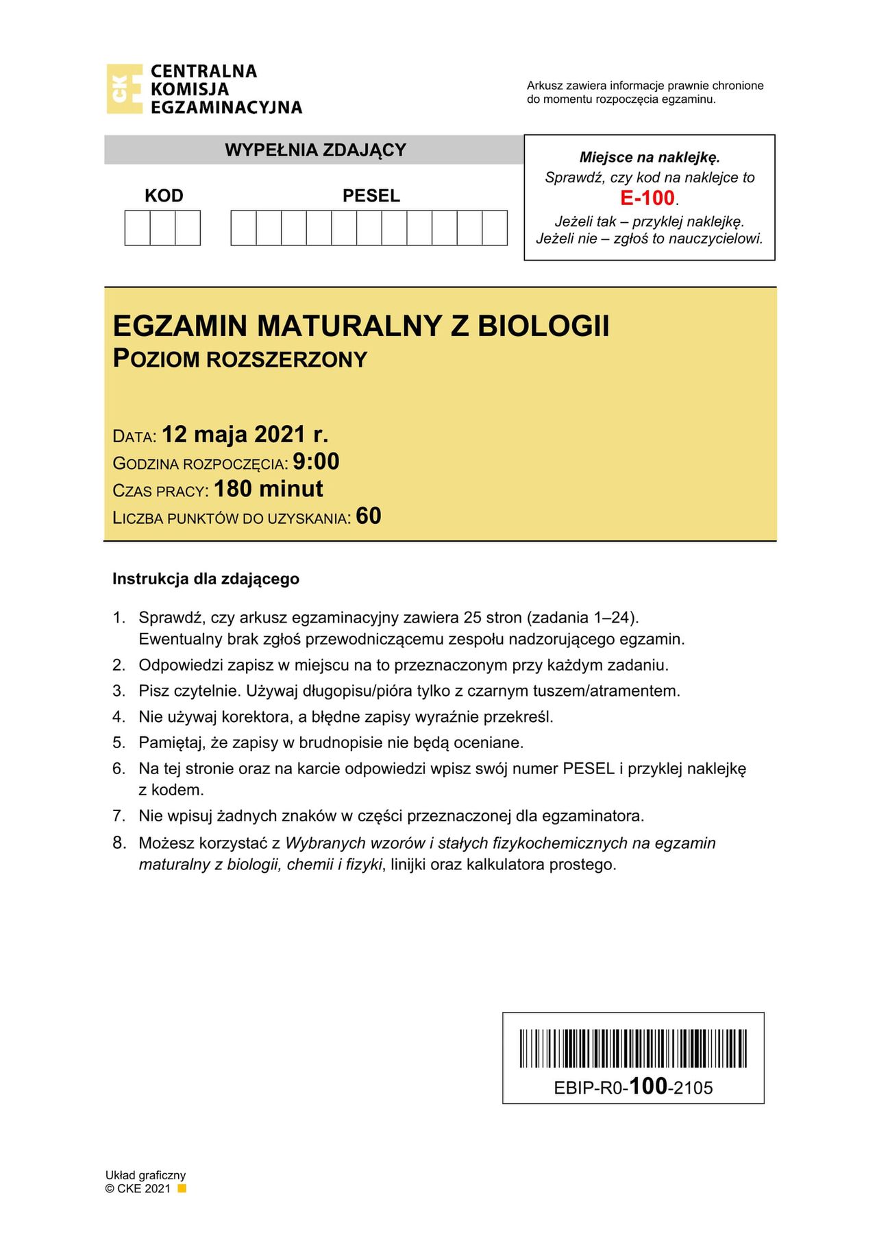 Matura 2021. Biologia. Zobacz arkusze CKE - poziom rozszerzony