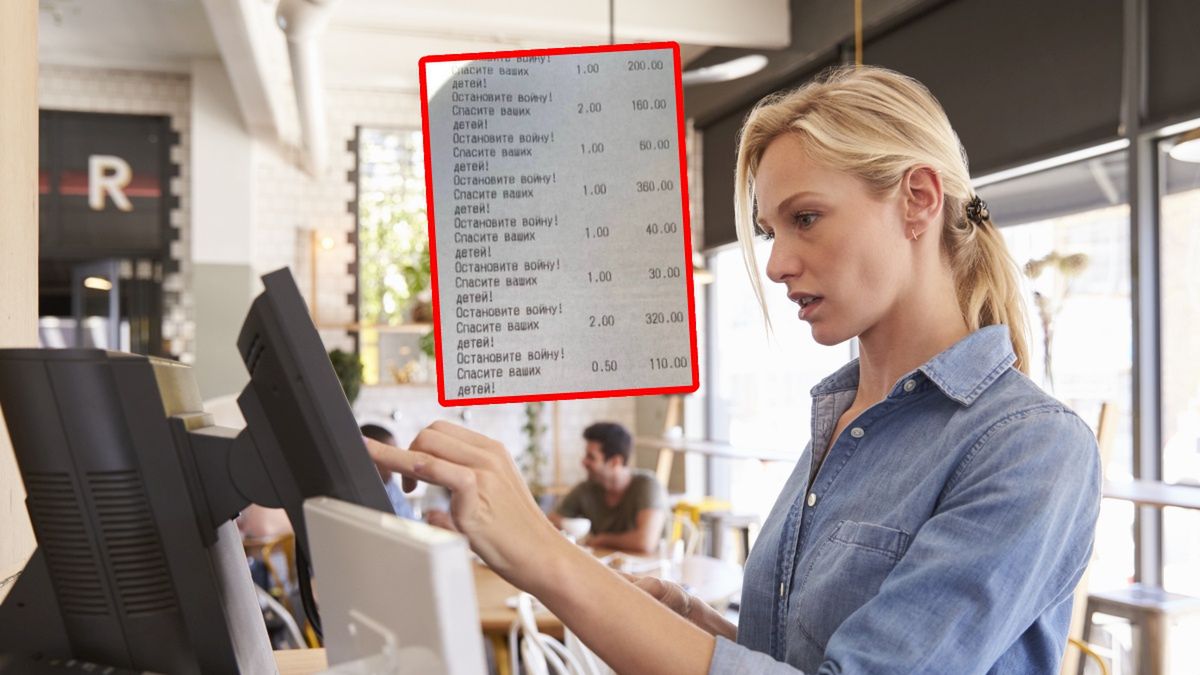 Antywojenne hasła na paragonie z Rosji. Zdjęcie poglądowe 