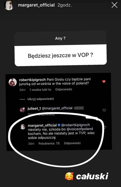 Wpis Margaret na Instagramie