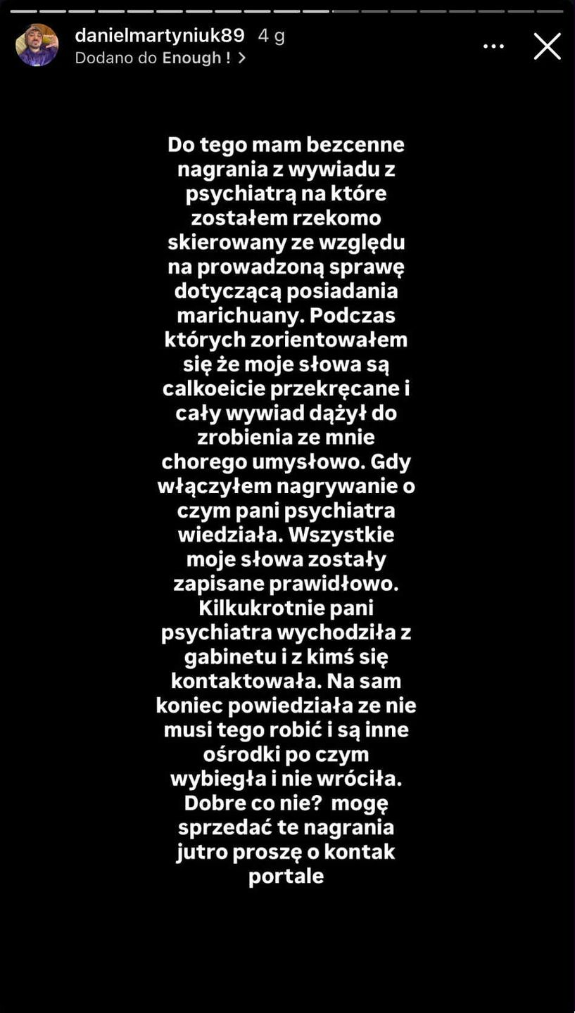 Nocne wpisy Daniela Martyniuka