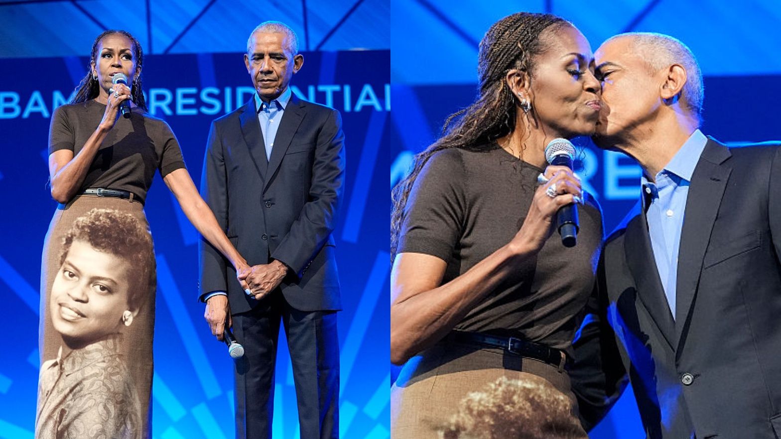Barack Obama i Michelle Obama na otwarciu centrum prezydenckiego
