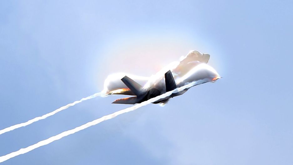BRUSSELS, BELGIUM - SEPTEMBER 11: US Air Force's F-35 Lightning II team perform during the International Sanicole Airshow in Belgium, Brussels on September 11, 2022. (Photo by Dursun Aydemir/Anadolu Agency via Getty Images)