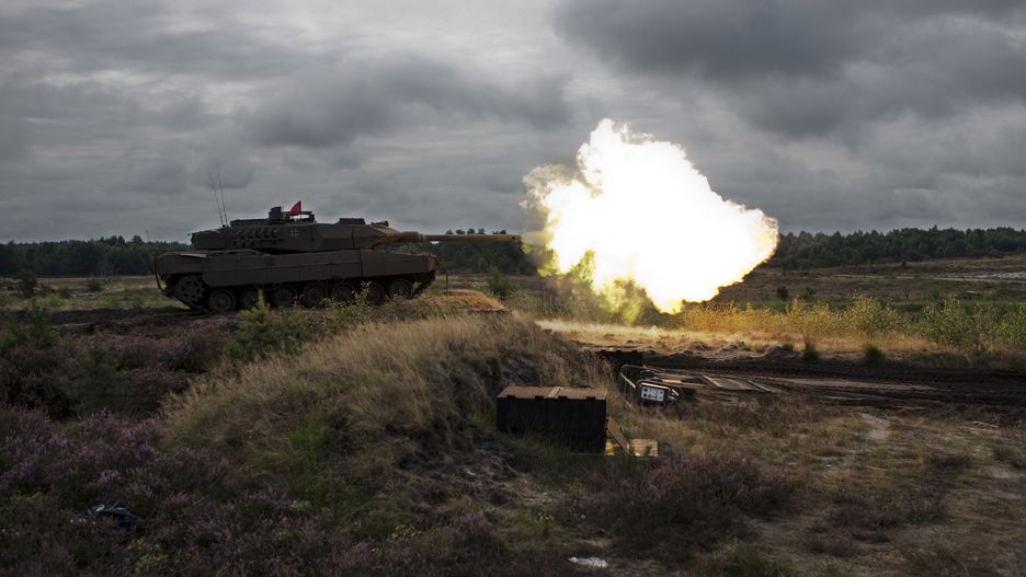 Federal Armed Forces
BERGEN, GERMANY - SEPTEMBER 01:  Sharp shot of a Leopard 2 battle tank during an exercise on the military training area. (Photo by Thomas Imo/Photothek via Getty Images)
Thomas Imo
Armored Infantryman, Armoured Infantryman, Bundeswehr, Combat Tank, Excercise, Federal Armed Forces, Horizontal, Infantryman, Leopard, Mechanised Infantryman, Mechanized Infantryman, Military, Muzzle Flash, Politics, Vehicle