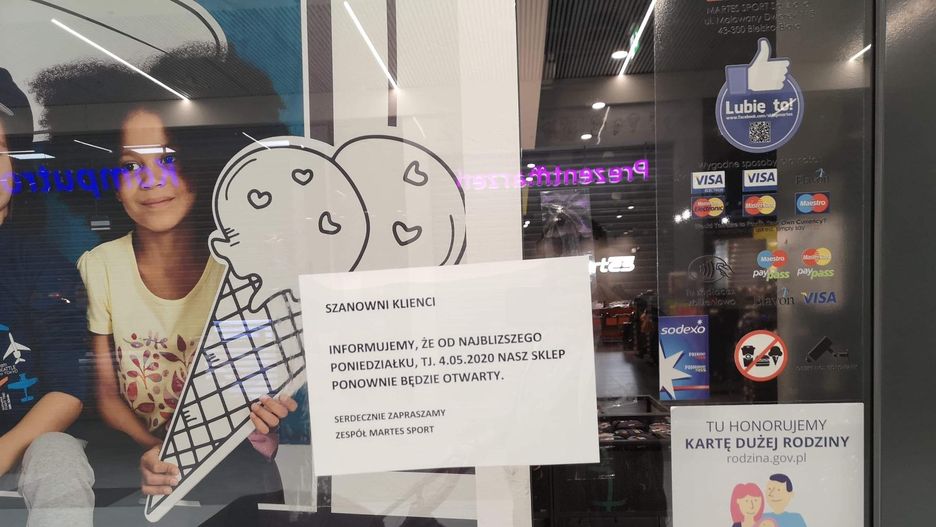 Wielkie otwarcie sklepów w galeriach ma nastąpić 4 maja. 