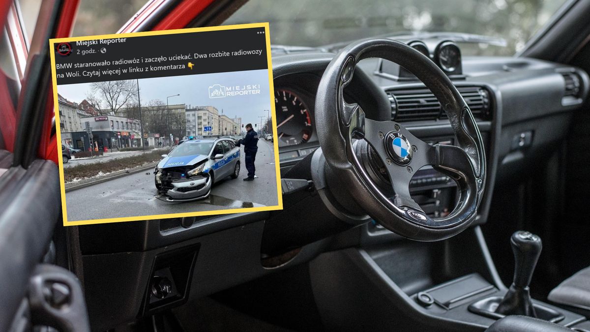 Kierowca BMW staranował radiowóz i uciekł 