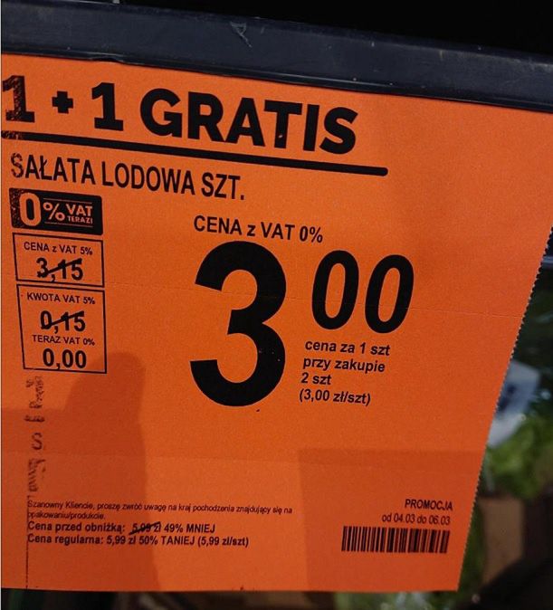 Etykieta cenowa w Biedronce