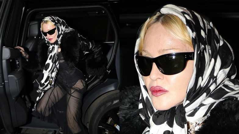 Madonna w prześwitujących fatałaszkach próbuje wygrzebać się z l