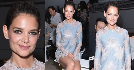 Katie Holmes pozuje w koronkowej mini
