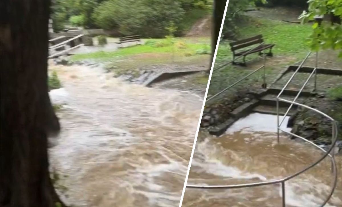 Zalany Park Zdrojowy w Głuchołazach