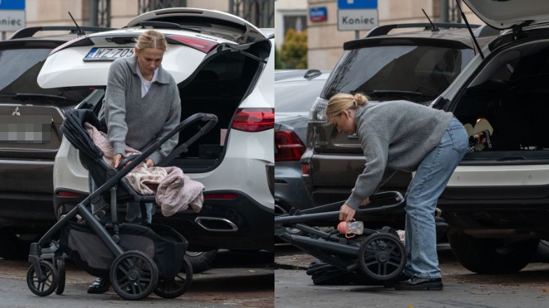 Rafał Zawierucha na spacerze z żoną i córką 