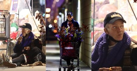 Bezdomna Loni Willison chodzi w Wigilię po slumsach z wózkiem wypełnionym roślinami