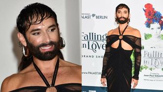 Dawno niewidziana Conchita Wurst w PRZEZROCZYSTEJ sukni bryluje na premierze w Berlinie (ZDJĘCIA)