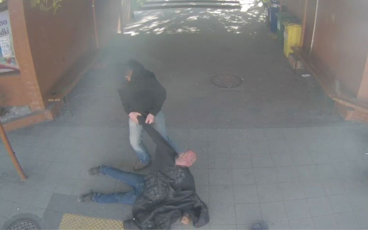 Brutalne sceny w Kielcach. Wszystko nagrał monitoring