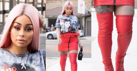 Smutna Blac Chyna w czerwonej mini