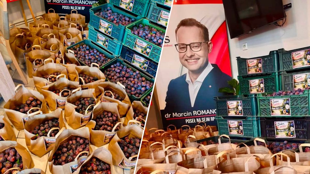 W biurze Romanowskiego rozdawali śliwki za darmo.