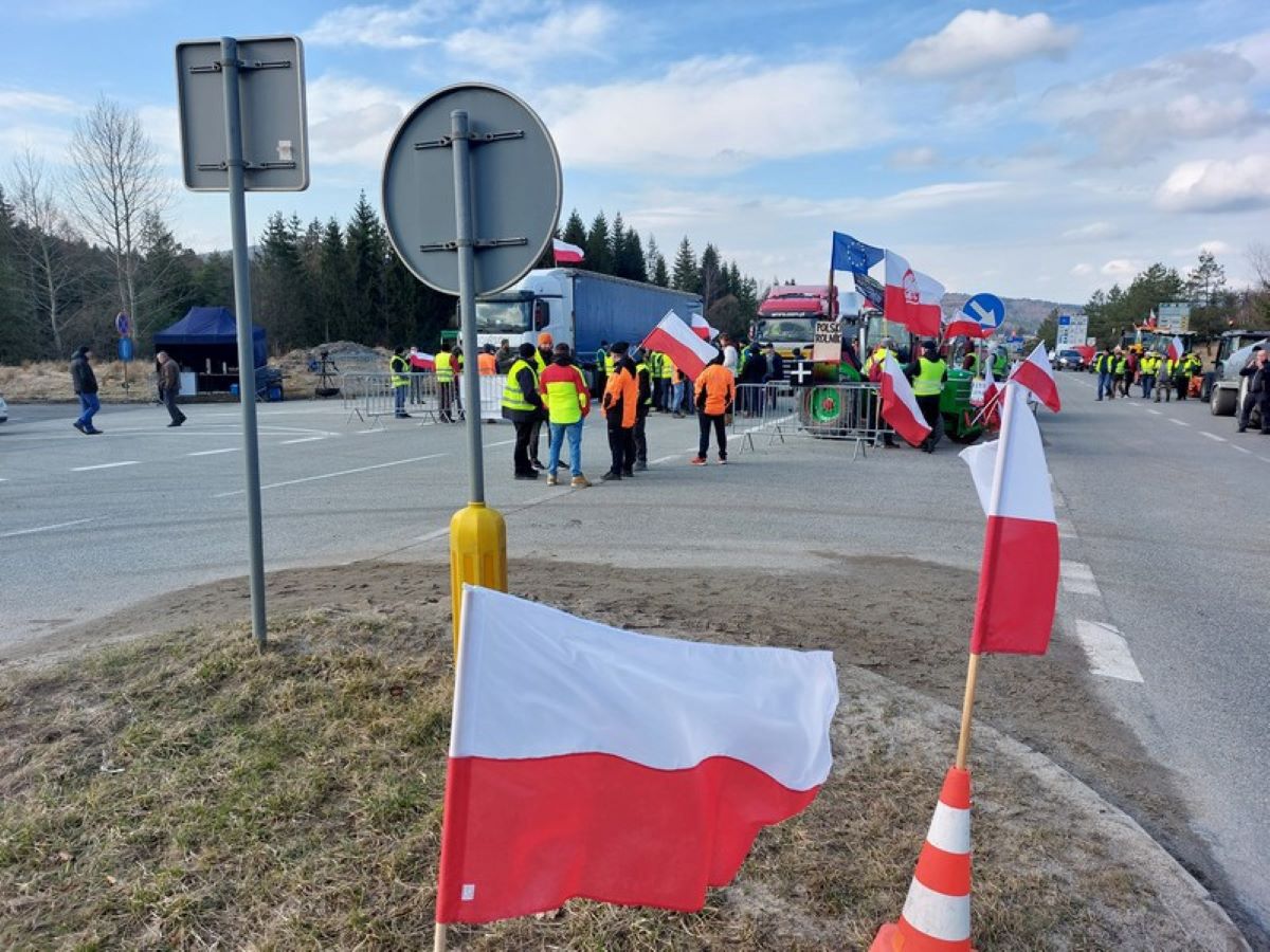 Protest w okolicy przejścia granicznego w Barwinku