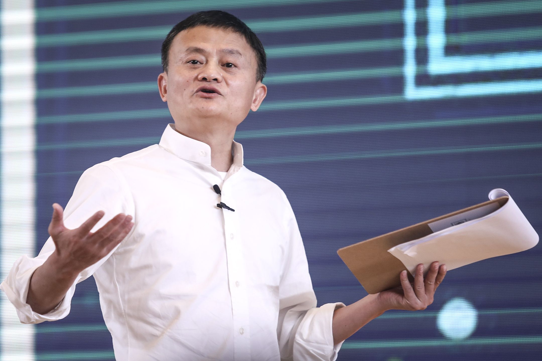 SANYA, CHINA - JANUARY 07:  Founder  of Alibaba Group Jack Ma gives a speech at the 'Ma Yun Rural Teachers and Headmasters Prize' on January 7th, 2020 in Sanya , Hainan province, China.  (Photo by Wang HE/Getty Images)