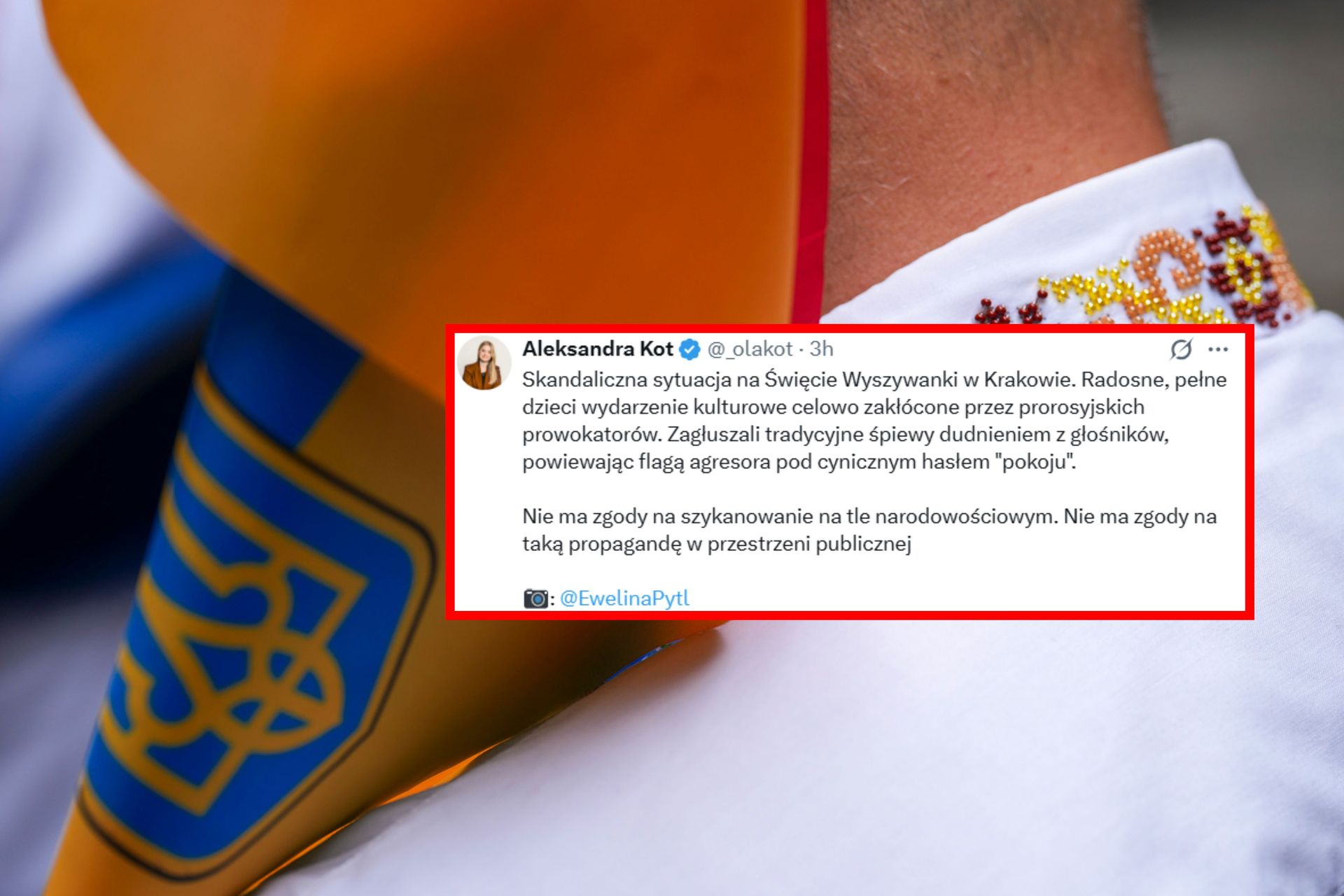 "Skandaliczna sytuacja". Incydent podczas święta Ukraińców w Krakowie