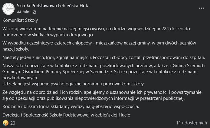 Szkoła żegna 10-letniego Igora