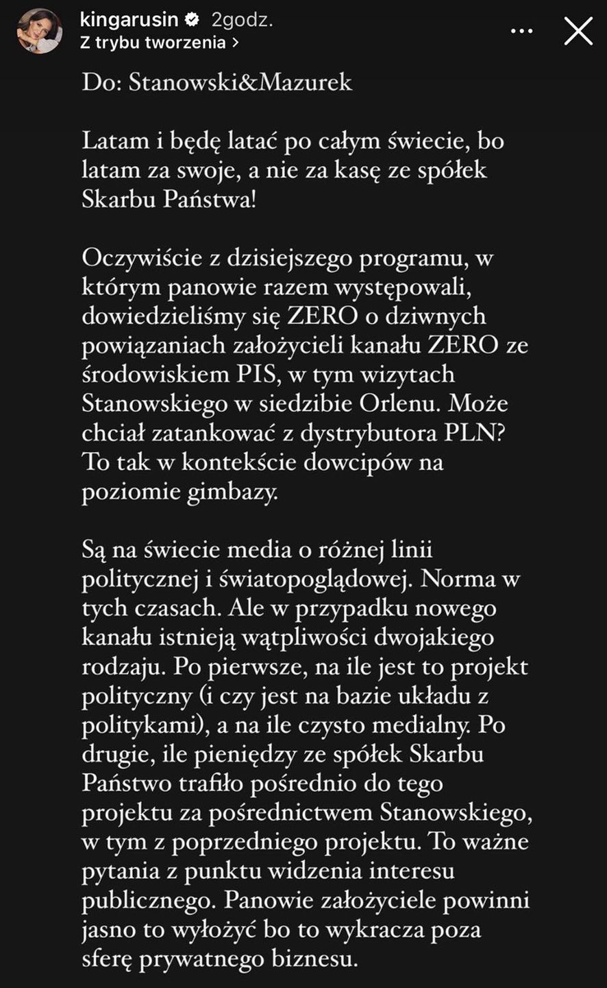 Kinga Rusin odpowiada Stanowskiemu i Mazurkowi