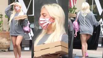 Wyluzowana Lady Gaga ŚWIECI POŚLADKAMI na ulicy, szykując się do spałaszowania pizzy (ZDJĘCIA)