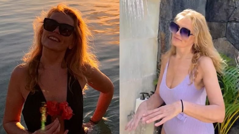 59-letnia Chotecka chłodzi się w kostiumie kąpielowym