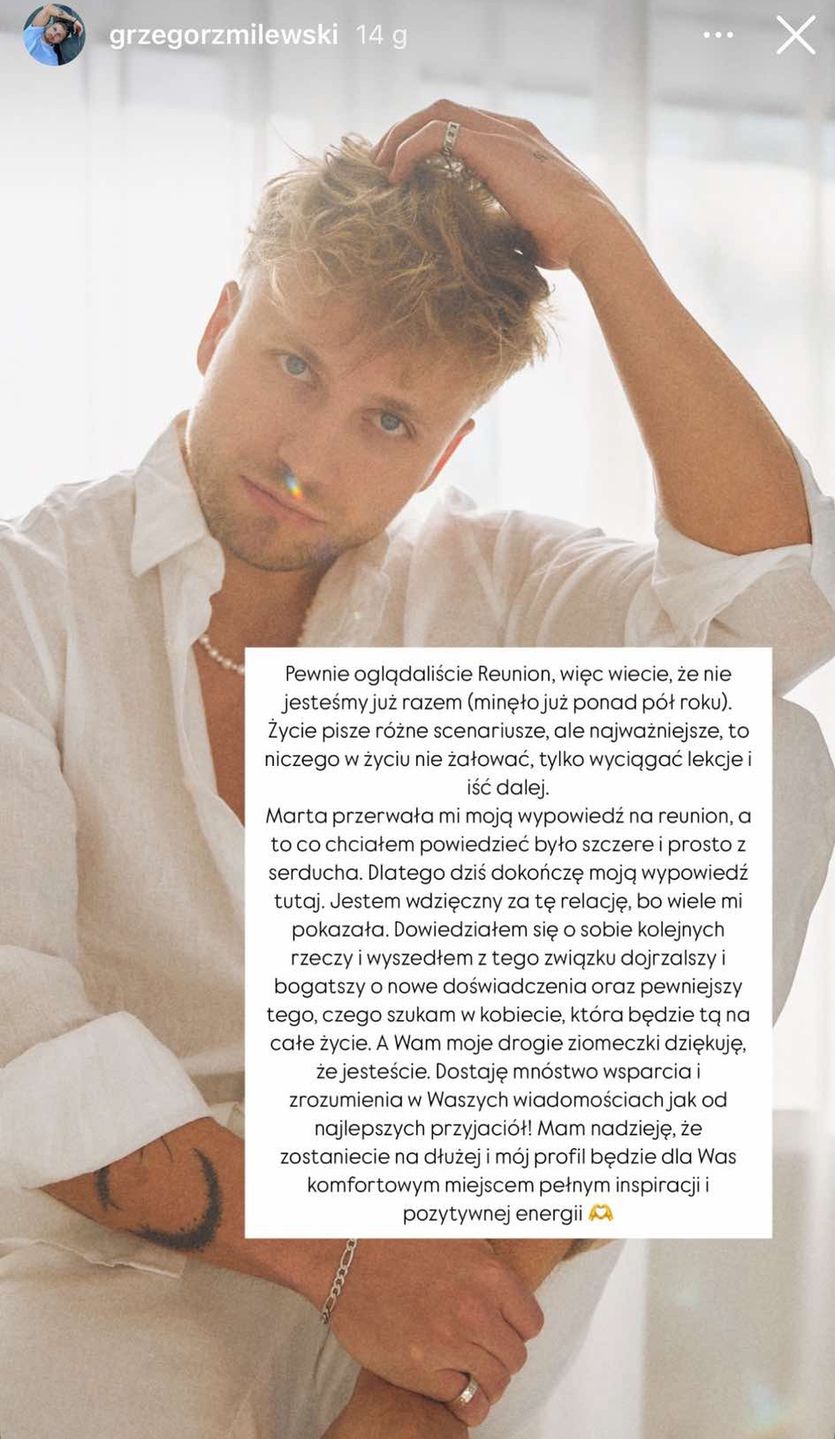 Grzegorz z "Love never lies" zabrał głos