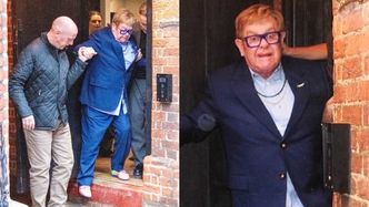 Elton John wybrał się z mężem na świąteczny shopping. Artysta potrzebował POMOCY przy wyjściu ze sklepu (FOTO)
