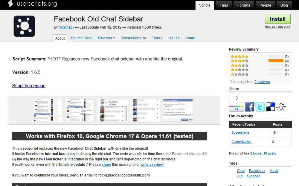 Facebook Old Chat Sidebar