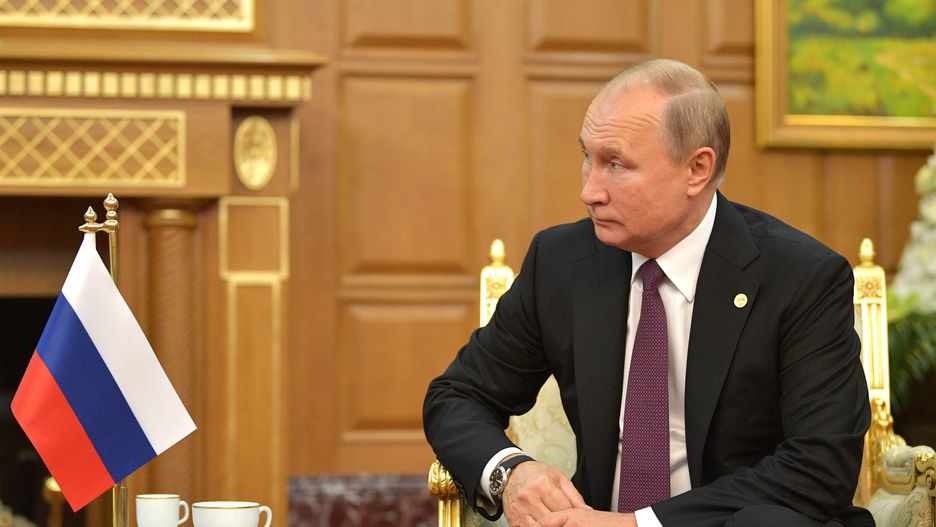 ASHGABAT, TURKMENISTAN - OCTOBER 11, 2019: Russia's President Vladimir Putin during a bilateral meeting with Turkmenistan's President Gurbanguly Berdimuhamedow in Ashgabat. Alexei Druzhinin/Russian Presidential Press and Information Office/TASS (Photo by Alexei Druzhinin\TASS via Getty Images)