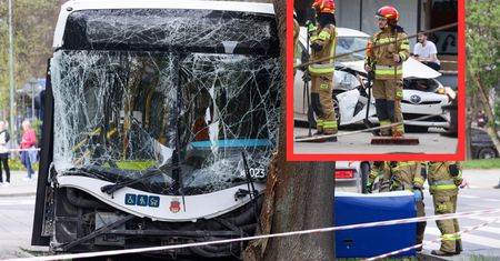 Zignorował znak i zderzył się z miejskim autobusem. Kierowca z Ukrainy usłyszał zarzut