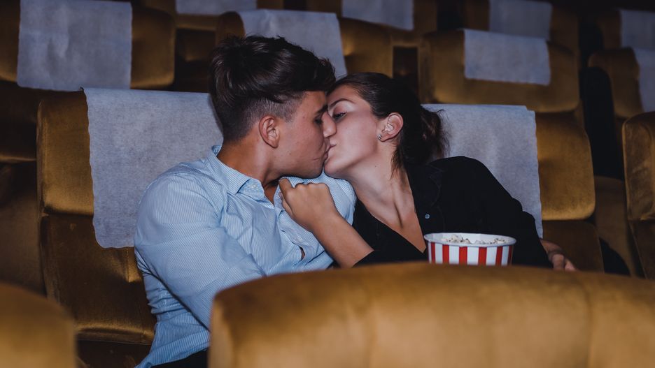 cinema, theater, enjoyment, movie, entertainment, audience, auditorium, love scene, kiss, conform, mood, popcorn, multiplex, boyfriend, caucasian, nestle, hug, chair, comedy, comfortable, concentration, couple, dark, enjoy, female, film, food, fun, girlfriend, hall, happy, hobby, indoor, lifestyle, looking, male, man, people, relax, seat, show, snack, spectator, together, vacation, watching, weekend, woman, young