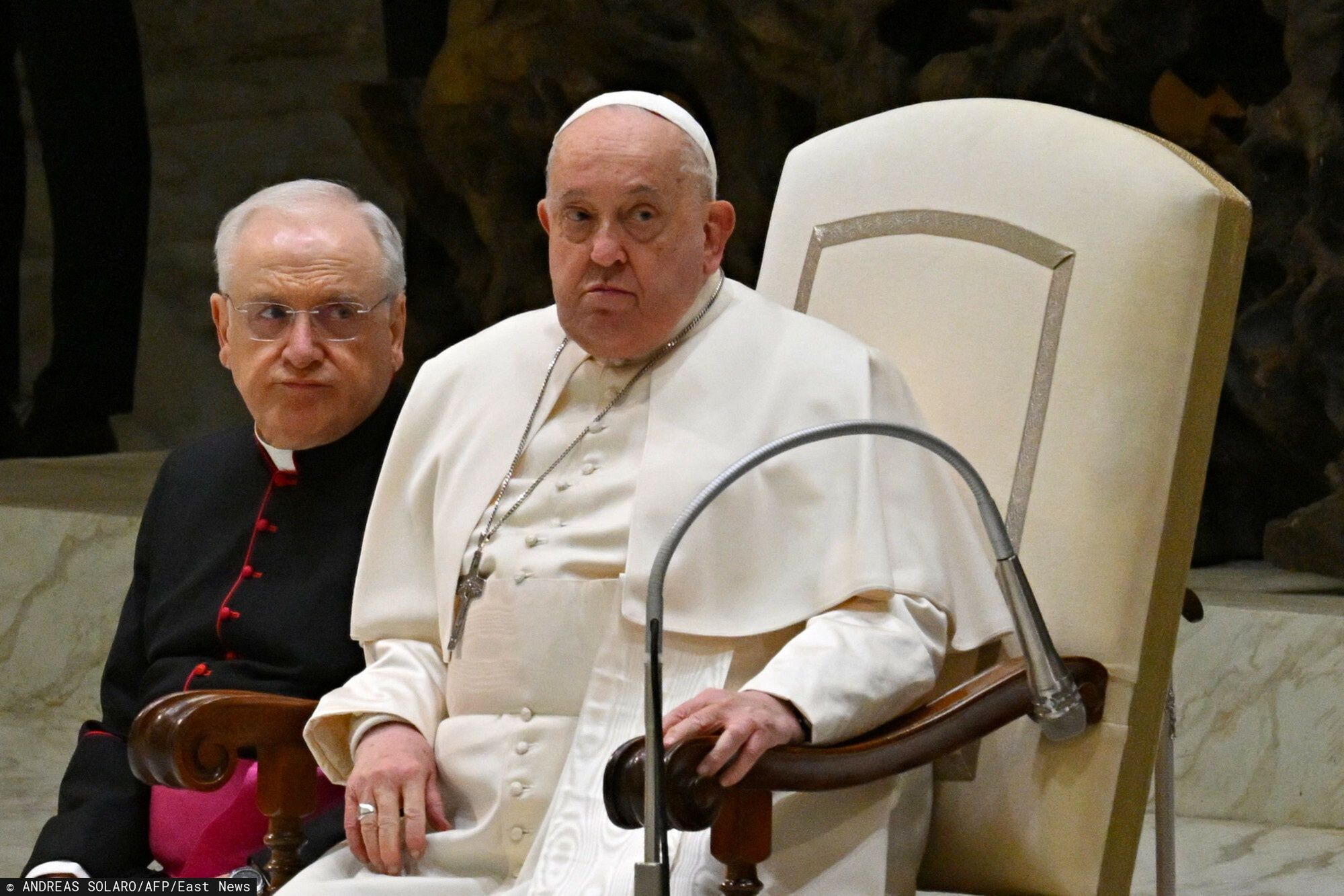 Archiwum zagraniczne East News 2025-01
Pope Francis (C) holds a weekly general audience at Paul-VI hall in the Vatican on January 22, 2025. (Photo by Andreas SOLARO / AFP)
ANDREAS SOLARO