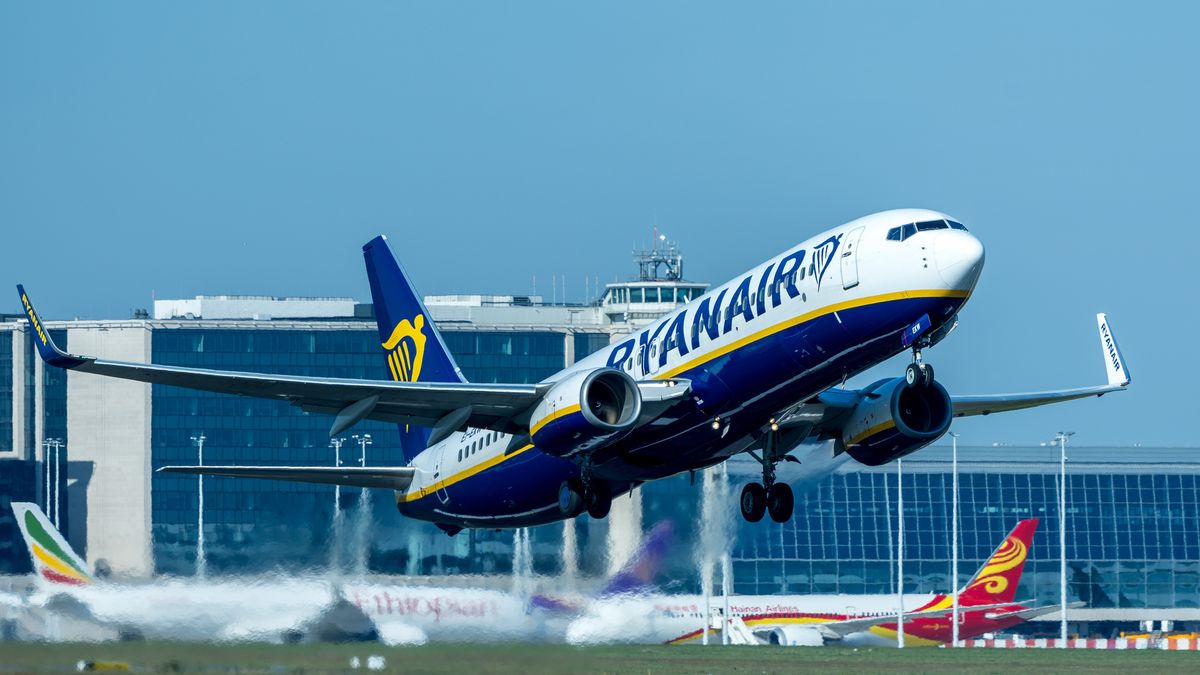BRUSSELS, BELGIUM - APRIL 05: A Ryanair Boeing 737-800 plane bound for Malaga-Costa del Sol Airport takes off from the Belgian capital's Zaventem airport on April 05, 2025 in Brussels, Belgium. (Photo by Omar Havana/Getty Images)