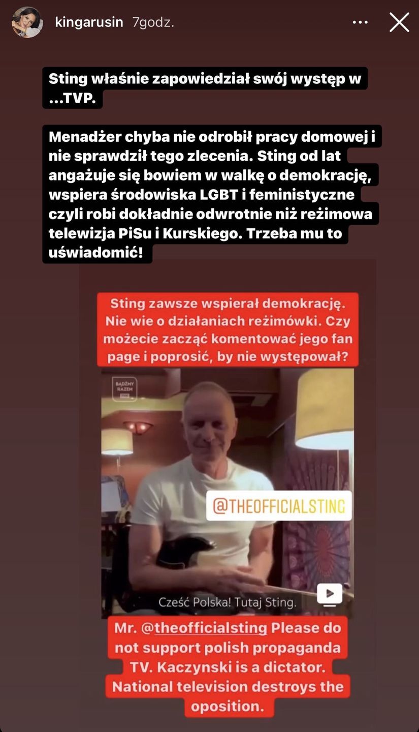 Polscy dziennikarze i osoby publiczne postanowiły zaapelować do Stinga, by nie występował na gali Wiktorów