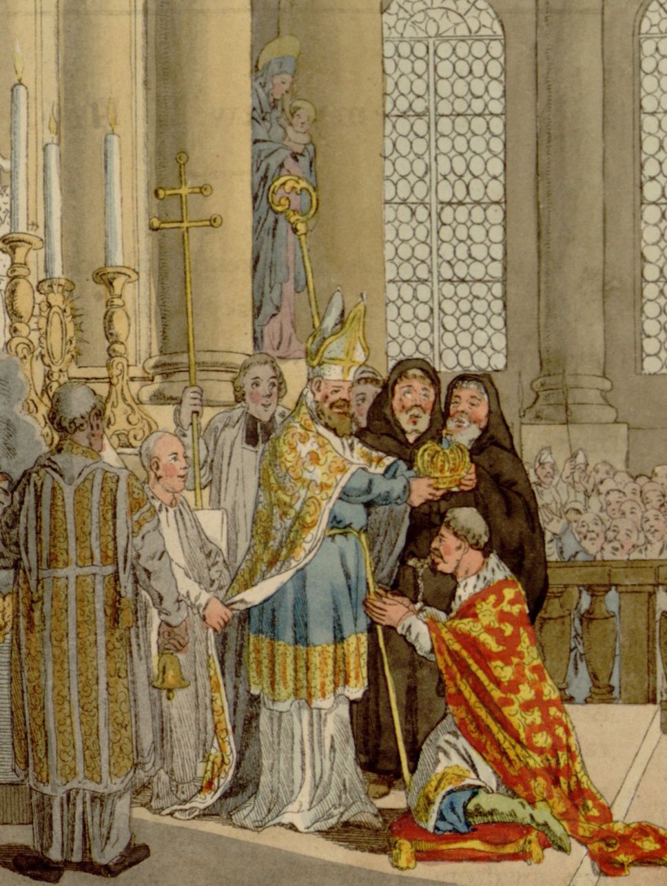 Koronacja Przemysła II na XIX-wiecznej rycinie.