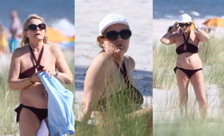 70-letnia Grażyna Szapołowska smaży się w bikini na jurackiej plaży (ZDJĘCIA)