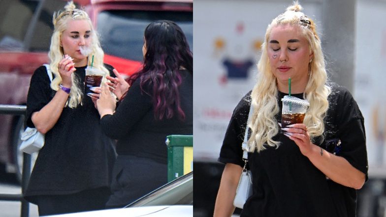 Amanda Bynes puszcza dymka i sączy słodki napój na ulicach Los Angeles. Wygląda na szczęśliwą? (ZDJĘCIA)
