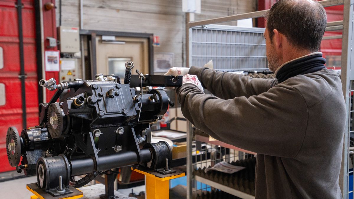An employee works on an engine at the Arquus military systems assembly plant in Limoges, France, on Tuesday, March 25, 2025. NATO plans to ask European allies and Canada to increase their stocks of weaponry and equipment by about 30% in the next few years, according to a senior alliance official. Photographer: Nathan Laine/Bloomberg via Getty Images