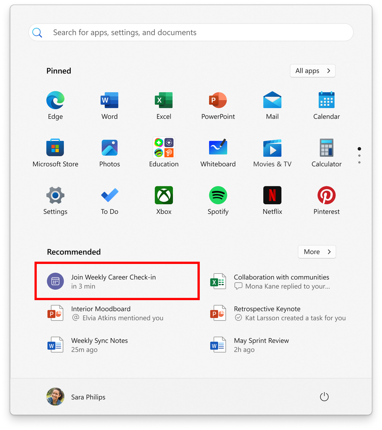 Nowe powiadomienia w menu Start