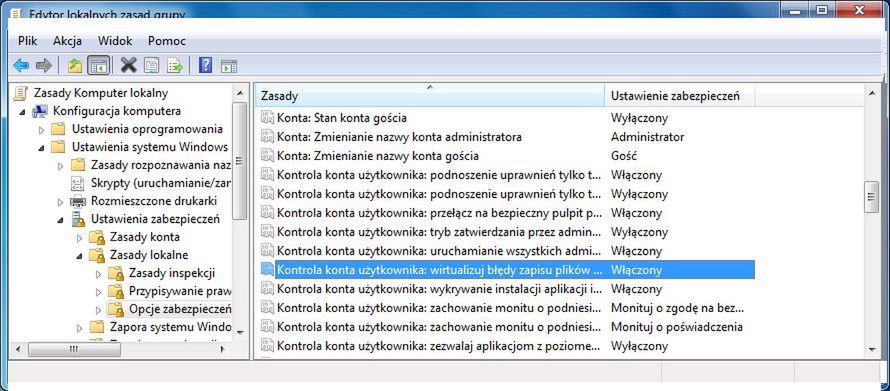 Usprawnij działanie UAC w Windows 7 3
